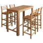 vidaXL Set Tavolo e Sedie da Bar 5 pz in Legno Massello di Acacia vidaXL Set Tavolo e Sedie da Bar 5 pz in Legno Massello di Acacia