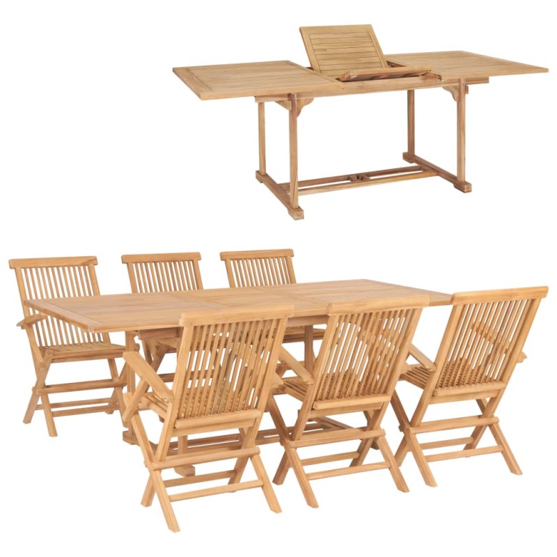 vidaXL Set da Pranzo per Esterni 7 pz 150-200x100x75 cm Teak Massello vidaXL Set da Pranzo per Esterni 7 pz 150-200x100x75 cm Teak Massello