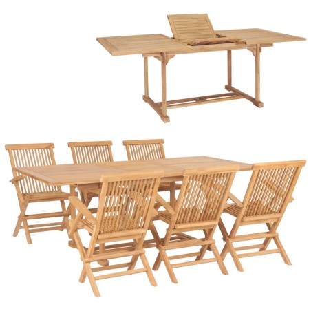 vidaXL Set da Pranzo per Esterni 7 pz 150-200x100x75 cm Teak Massello