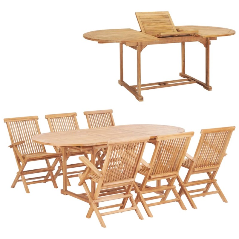 vidaXL Set da Pranzo per Esterni 7 pz 150-200x100x75 cm Teak Massello