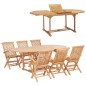 vidaXL Set da Pranzo per Esterni 7 pz 150-200x100x75 cm Teak Massello