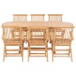 vidaXL Set da Pranzo per Esterni 7 pz 150-200x100x75 cm Teak Massello