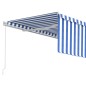 Tenda da Sole Retrattile Manuale e Parasole 4,5x3m Blu e Bianca Tenda da Sole Retrattile Manuale e Parasole 4,5x3m Blu e Bianca
