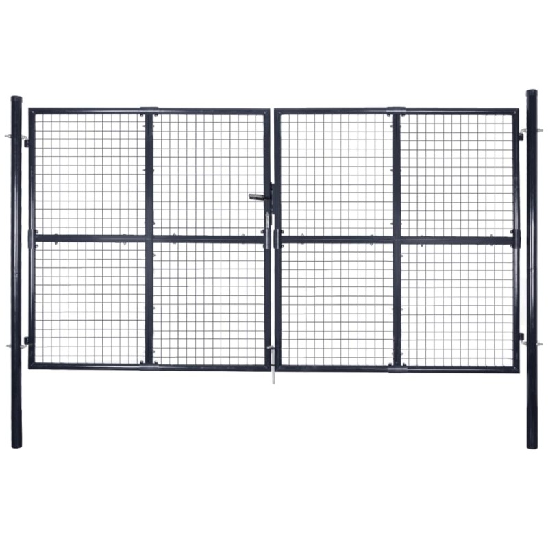 vidaXL Cancello per Giardino Rete in Acciaio Zincato 289x200 cm Grigio