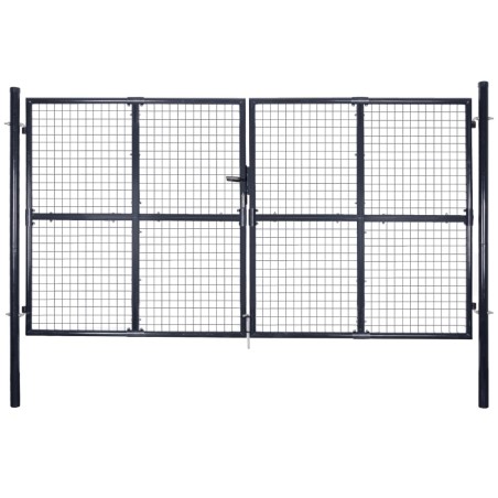 vidaXL Cancello per Giardino Rete in Acciaio Zincato 289x200 cm Grigio