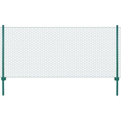 vidaXL Rete per Recinzione con Pali in Acciaio 25x0,5 m Verde