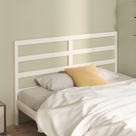Testiera per Letto Bianca 141x4x100cm in Legno Massello di Pino