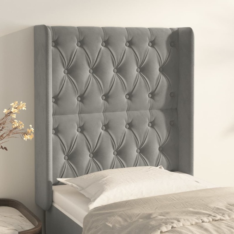vidaXL Testiera ad Orecchio Grigio Chiaro 83x16x118/128 cm in Velluto vidaXL Testiera ad Orecchio Grigio Chiaro 83x16x118/128 cm in Velluto