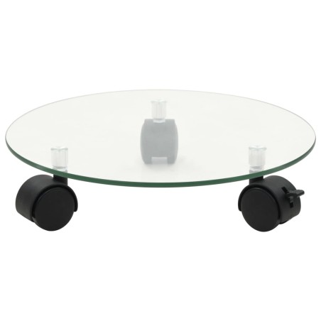 vidaXL Pedane con Ruote per Piante 2pz in Vetro Temperato Rotondo 28cm