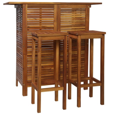 vidaXL Set Tavolo e Sedia da Bar 3 pz in Legno Massello di Acacia 