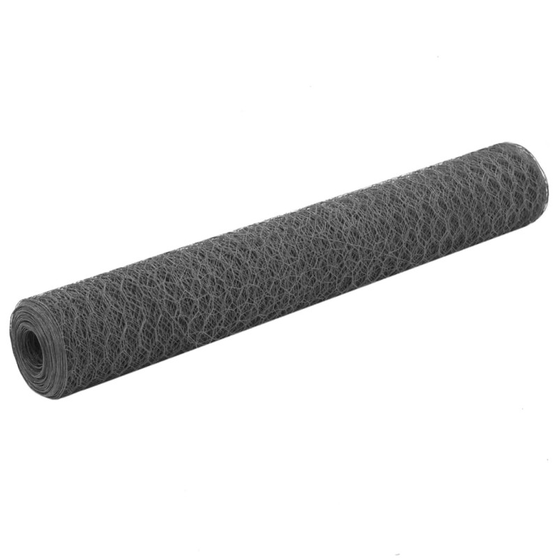 vidaXL Recinzione in Rete per Pollaio in Acciaio e PVC 25x1 m Grigia vidaXL Recinzione in Rete per Pollaio in Acciaio e PVC 25x1 m Grigia