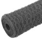 vidaXL Recinzione in Rete per Pollaio in Acciaio e PVC 25x1 m Grigia vidaXL Recinzione in Rete per Pollaio in Acciaio e PVC 25x1 m Grigia