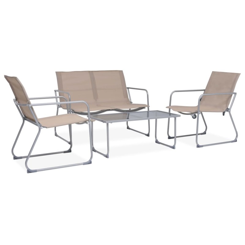 vidaXL Set Divano da Giardino 4 pz in Tessuto e Acciaio Grigio Talpa vidaXL Set Divano da Giardino 4 pz in Tessuto e Acciaio Grigio Talpa