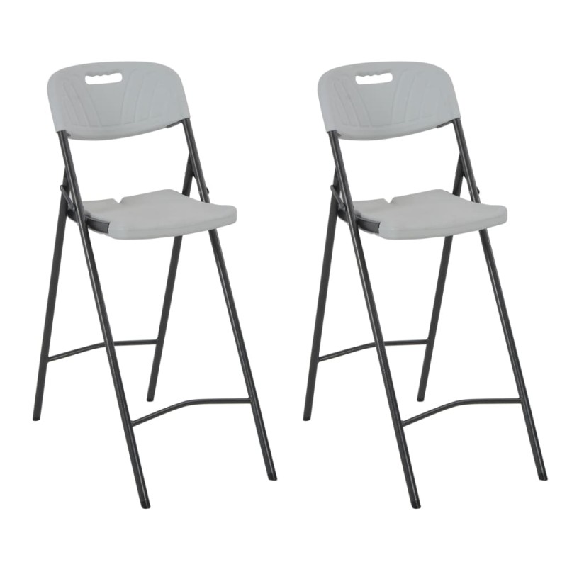 vidaXL Sgabelli da Bar Pieghevoli 2 pz HDPE e Acciaio Bianco vidaXL Sgabelli da Bar Pieghevoli 2 pz HDPE e Acciaio Bianco