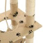 vidaXL Albero per Gatti e Tiragraffi Sisal 140 cm Zampe Stampate Beige vidaXL Albero per Gatti e Tiragraffi Sisal 140 cm Zampe Stampate Beige