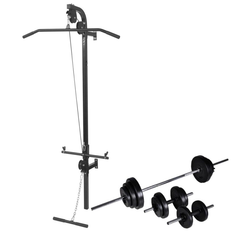 vidaXL Macchina da Parete con Bilanciere e Set Manubri 30,5 kg vidaXL Macchina da Parete con Bilanciere e Set Manubri 30,5 kg