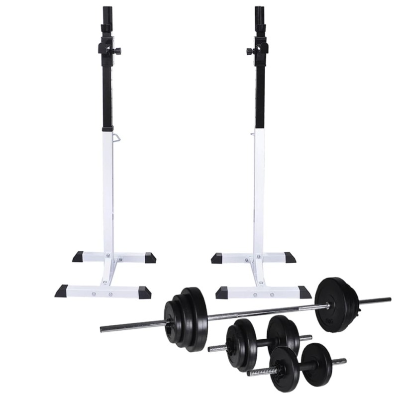 vidaXL Stazione per Squat con Bilanciere e Set di Manubri da 30,5 kg vidaXL Stazione per Squat con Bilanciere e Set di Manubri da 30,5 kg