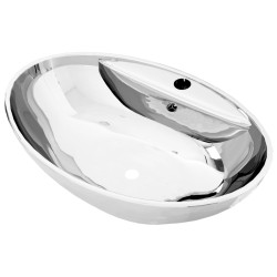 vidaXL Lavandino con Troppopieno 58,5x39x21 cm in Ceramica Argento
