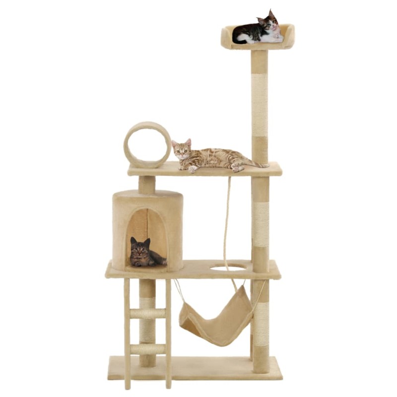 vidaXL Albero per Gatti con Tiragraffi Sisal 140 cm Beige vidaXL Albero per Gatti con Tiragraffi Sisal 140 cm Beige