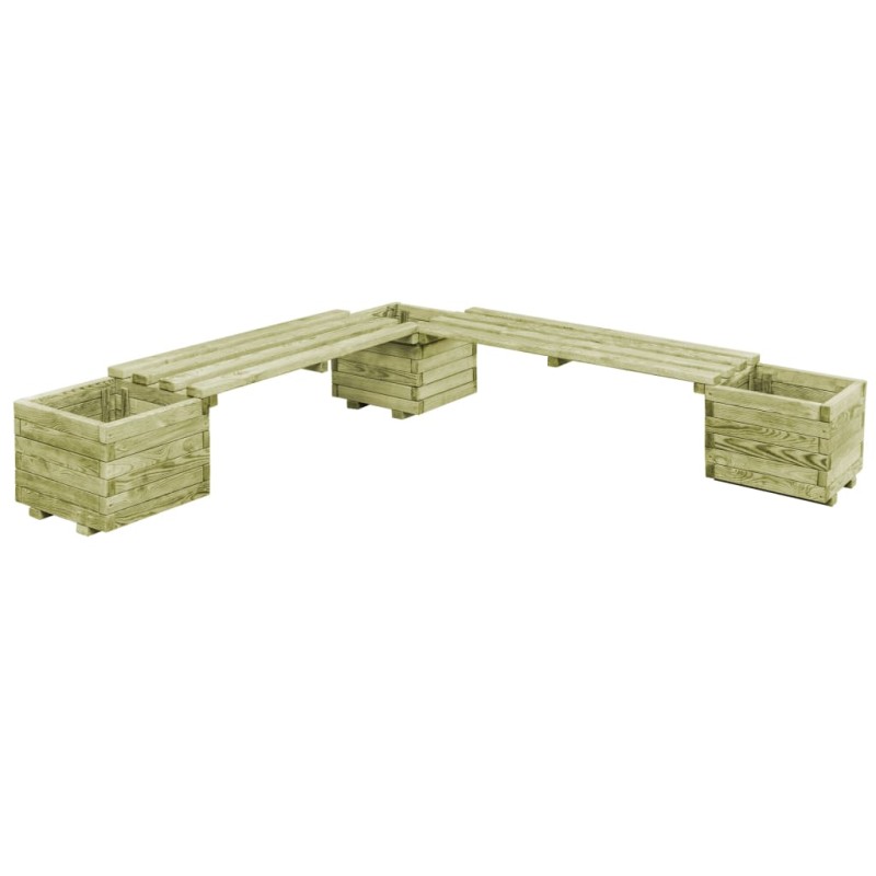 vidaXL Fioriera da Giardino con Panca in Legno di Pino Impregnato vidaXL Fioriera da Giardino con Panca in Legno di Pino Impregnato