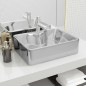 vidaXL Lavandino con Foro per Rubinetto 48x37x13,5 cm Ceramica Argento vidaXL Lavandino con Foro per Rubinetto 48x37x13,5 cm Ceramica Argento