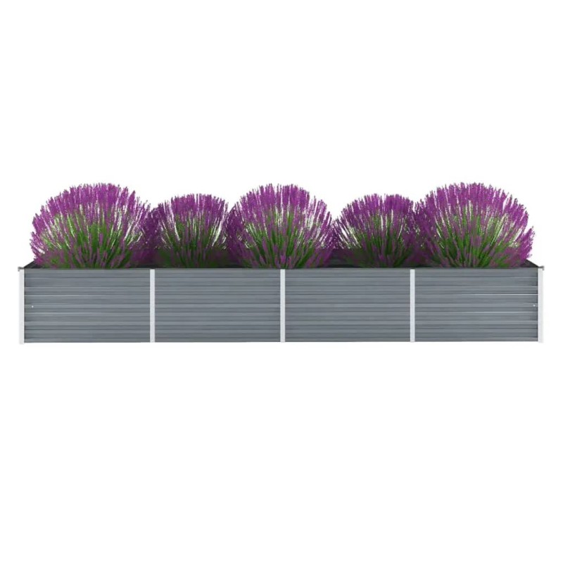 vidaXL Letto Rialzato Giardino in Acciaio Zincato 320x80x45 cm Grigio vidaXL Letto Rialzato Giardino in Acciaio Zincato 320x80x45 cm Grigio