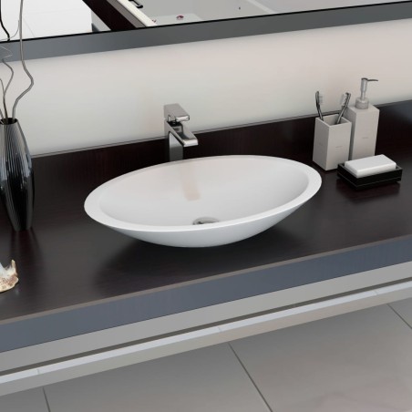 vidaXL Lavandino 59,3x35,1x10,7 cm Blocco in Marmo/Minerale Bianco