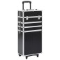 vidaXL Valigia Trolley per Cosmetici Alluminio Nero Design Coccodrillo vidaXL Valigia Trolley per Cosmetici Alluminio Nero Design Coccodrillo