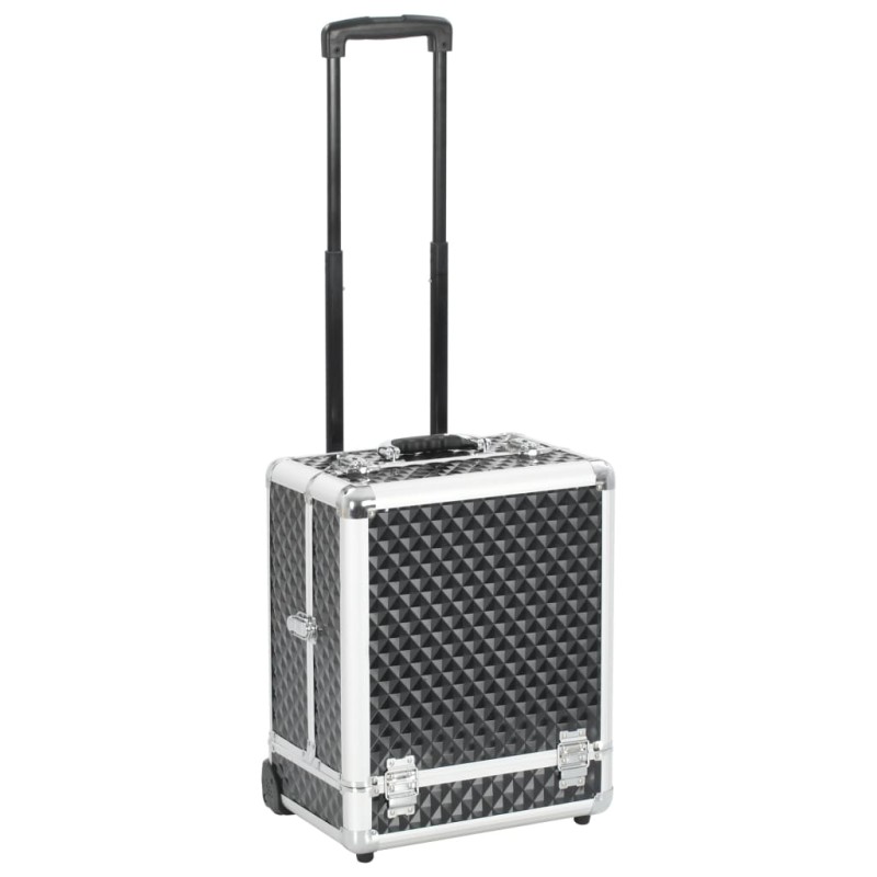 vidaXL Valigia Trolley per Cosmetici 35x29x45 cm Nera in Alluminio vidaXL Valigia Trolley per Cosmetici 35x29x45 cm Nera in Alluminio