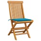 Sedie da Giardino con Cuscini Blu 6 pz in Massello di Teak Sedie da Giardino con Cuscini Blu 6 pz in Massello di Teak