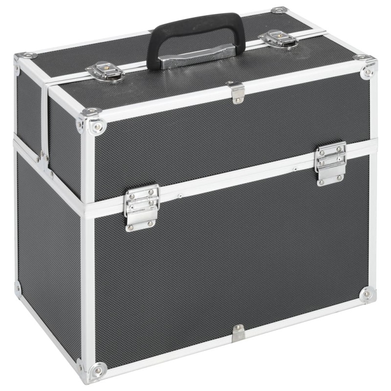 vidaXL Valigia per Cosmetici 37x24x35 cm Nera in Alluminio 