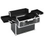 vidaXL Valigia per Cosmetici 37x24x35 cm Nera in Alluminio 
