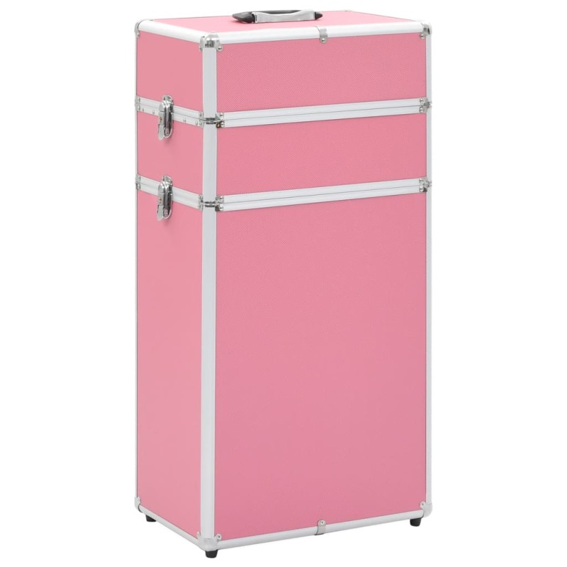 vidaXL Valigia Trolley per Cosmetici in Alluminio Rosa vidaXL Valigia Trolley per Cosmetici in Alluminio Rosa