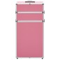 vidaXL Valigia Trolley per Cosmetici in Alluminio Rosa vidaXL Valigia Trolley per Cosmetici in Alluminio Rosa
