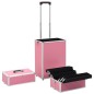 vidaXL Valigia Trolley per Cosmetici in Alluminio Rosa vidaXL Valigia Trolley per Cosmetici in Alluminio Rosa