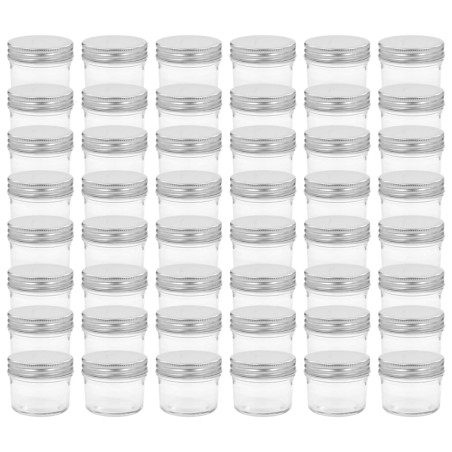 vidaXL Vaso per Marmellata in Vetro Coperchio Argento 48 pz 110 ml