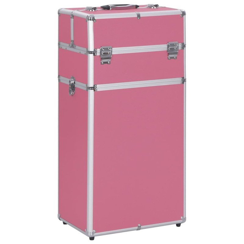 vidaXL Valigia Trolley per Cosmetici in Alluminio Rosa vidaXL Valigia Trolley per Cosmetici in Alluminio Rosa