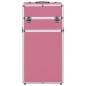 vidaXL Valigia Trolley per Cosmetici in Alluminio Rosa vidaXL Valigia Trolley per Cosmetici in Alluminio Rosa