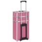 vidaXL Valigia Trolley per Cosmetici in Alluminio Rosa vidaXL Valigia Trolley per Cosmetici in Alluminio Rosa