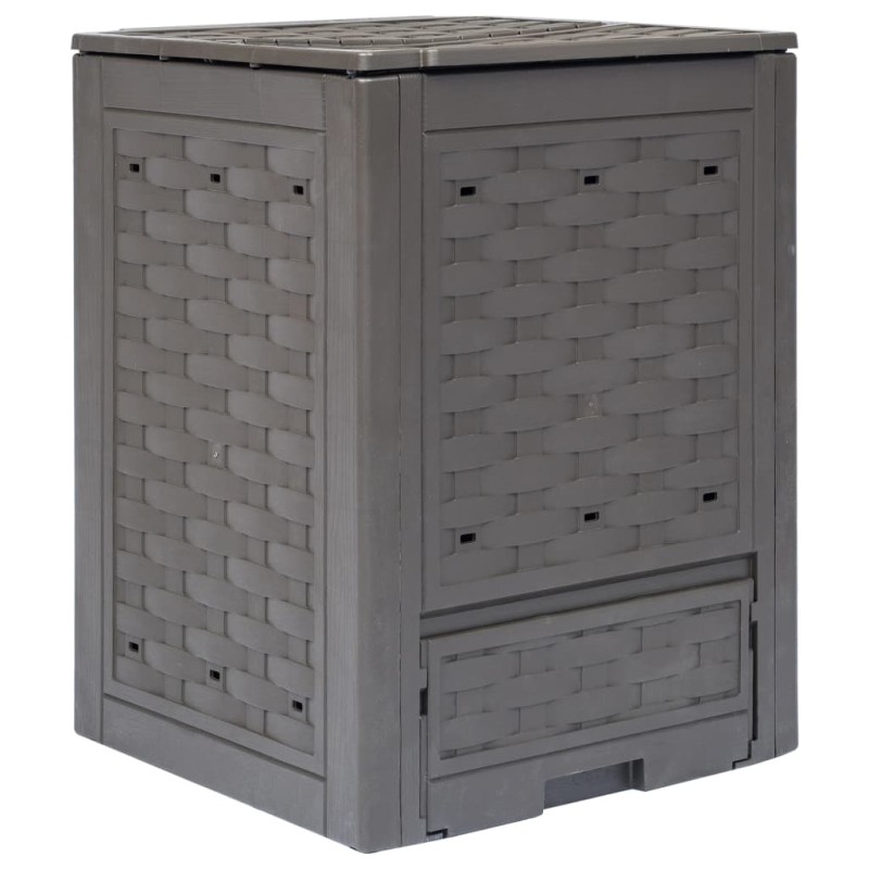 vidaXL Compostiera Giardino Marrone 60x60x83 cm 300 L Rattan Plastica vidaXL Compostiera Giardino Marrone 60x60x83 cm 300 L Rattan Plastica