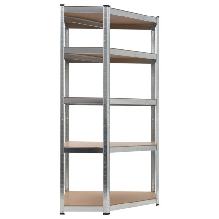 vidaXL Scaffale Angolare 5 Ripiani Argento Acciaio e Legno Multistrato