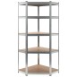 vidaXL Scaffale Angolare 5 Ripiani Argento Acciaio e Legno Multistrato vidaXL Scaffale Angolare 5 Ripiani Argento Acciaio e Legno Multistrato
