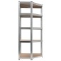 vidaXL Scaffale Angolare 5 Ripiani Argento Acciaio e Legno Multistrato vidaXL Scaffale Angolare 5 Ripiani Argento Acciaio e Legno Multistrato