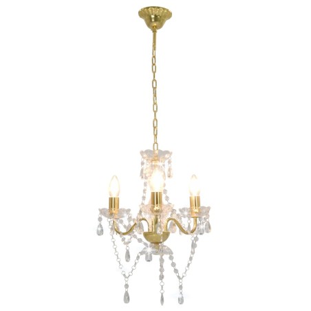 vidaXL Lampadario con Perline Dorato Tondo 3  E14
