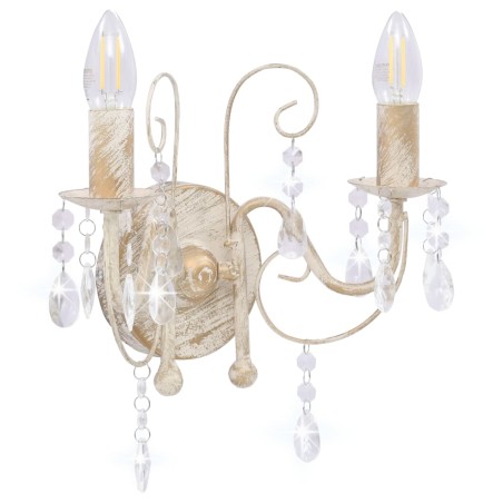 vidaXL Lampada da Muro con Perle Bianca per 2 Lampadine E14