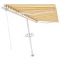 Tenda da Sole Retrattile Manuale Palo 450x300 cm Gialla Bianca Tenda da Sole Retrattile Manuale Palo 450x300 cm Gialla Bianca