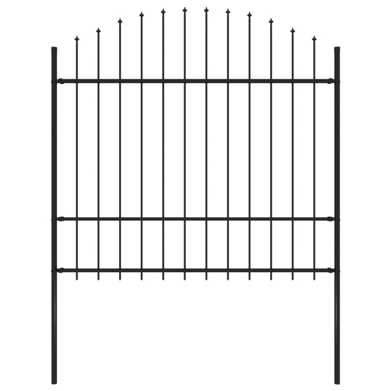 vidaXL Recinzione Giardino Punta a Lancia (1,5-1,75)x1,7m Acciaio Nero vidaXL Recinzione Giardino Punta a Lancia (1,5-1,75)x1,7m Acciaio Nero