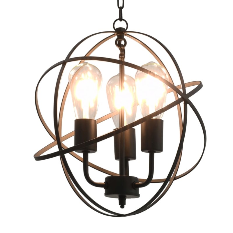 vidaXL Lampada Sferica a Sospensione Nera 3 Lampadine E27 vidaXL Lampada Sferica a Sospensione Nera 3 Lampadine E27