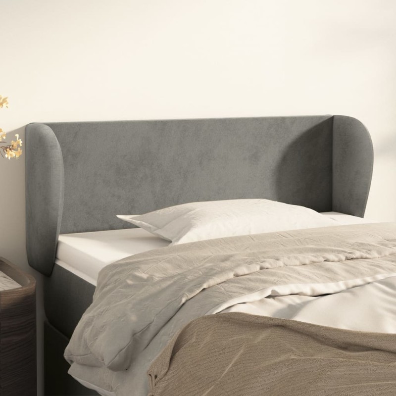 Testiera ad Orecchio Grigio Chiaro 93x23x78/88 cm in Velluto Testiera ad Orecchio Grigio Chiaro 93x23x78/88 cm in Velluto