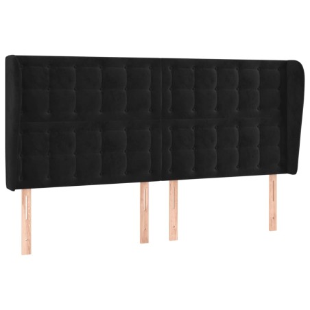 Testiera ad Orecchio Nera 183x23x118/128 cm in Velluto